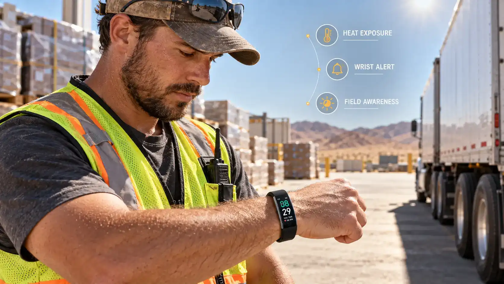 Desert logistics teams rely on the High Temp Warning Band during peak heat